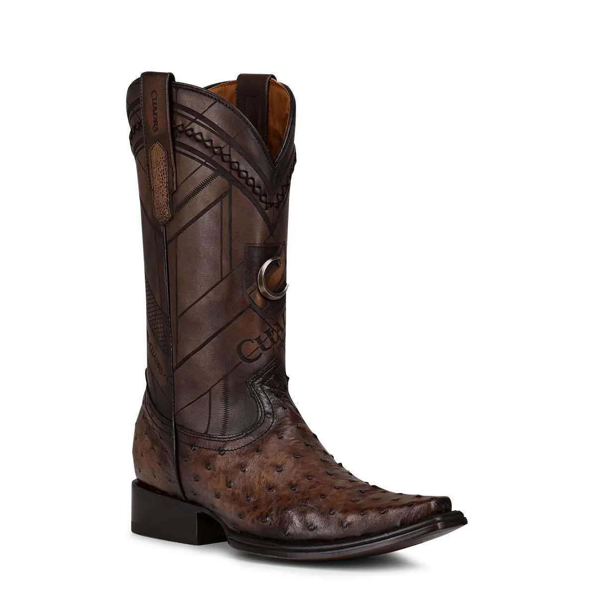 1B2FA1 - Cuadra chocolate dress cowboy ostrich leather boots for men