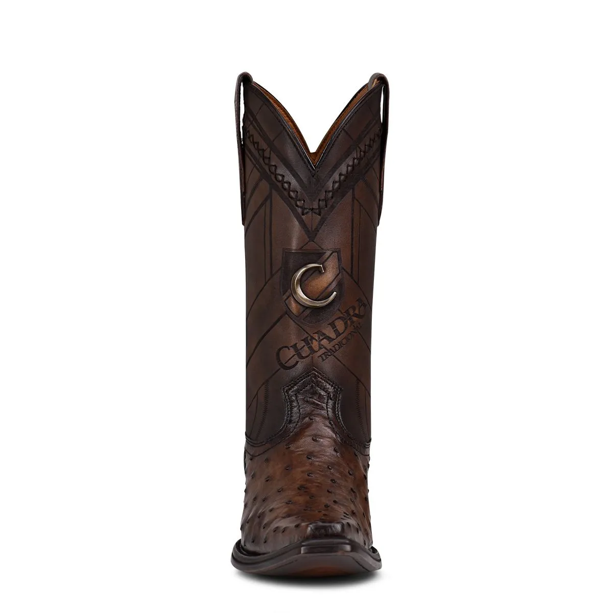 1B2FA1 - Cuadra chocolate dress cowboy ostrich leather boots for men