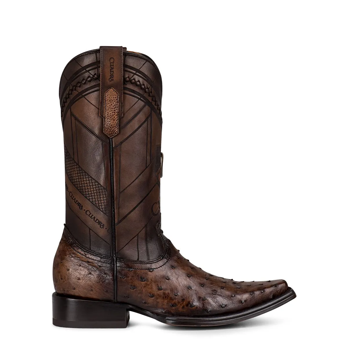 1B2FA1 - Cuadra chocolate dress cowboy ostrich leather boots for men