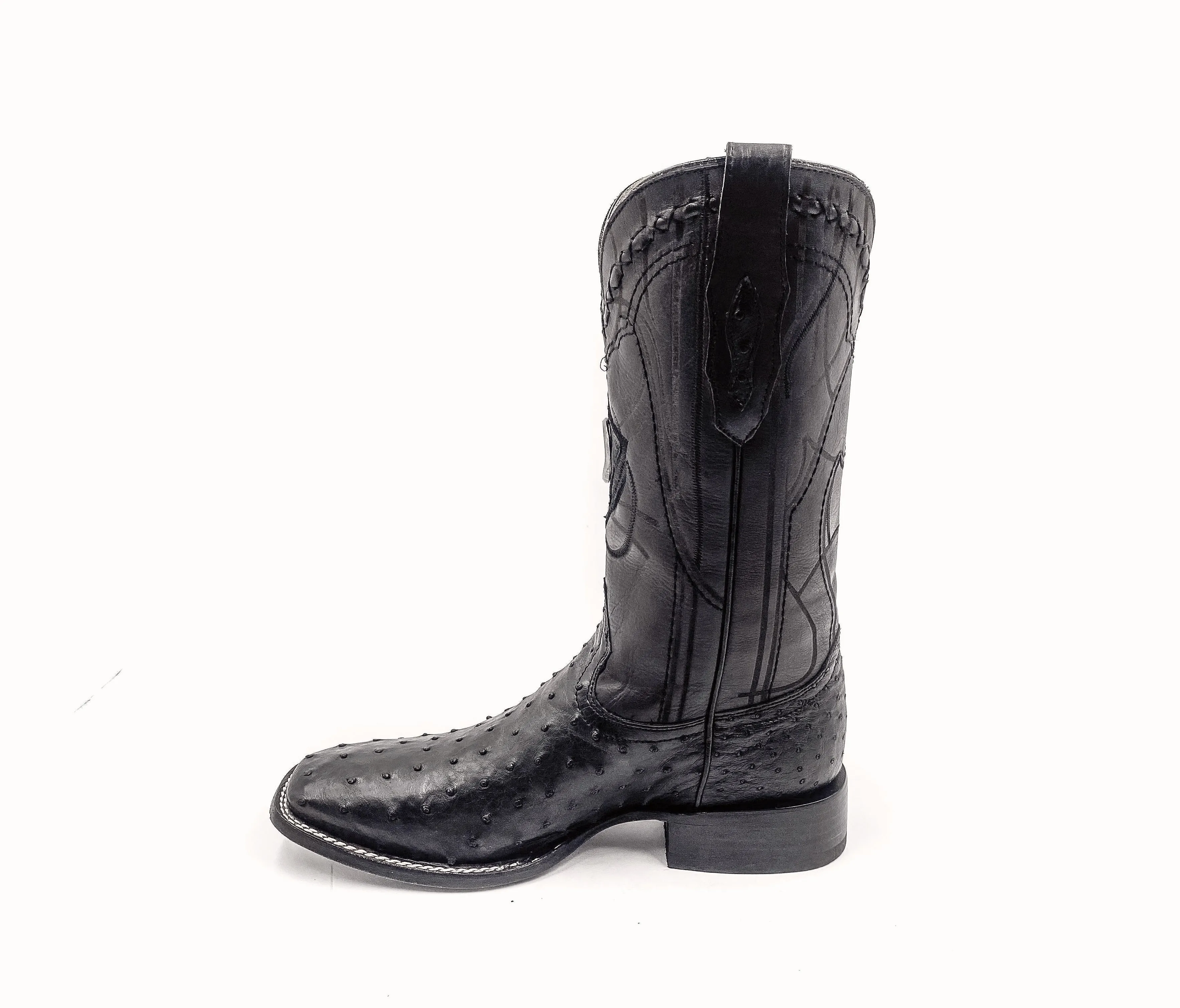 3Z1OA1 - Cuadra black classic cowboy rodeo ostrich leather boots for men