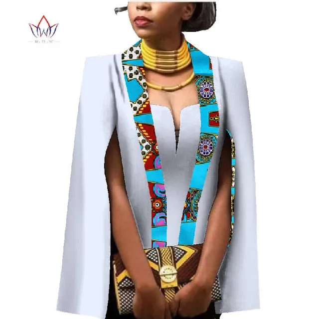 African Women Clothing Full Sleeve Cape Coat Dress Suit African Tops 2 Piece Set Party Dresses