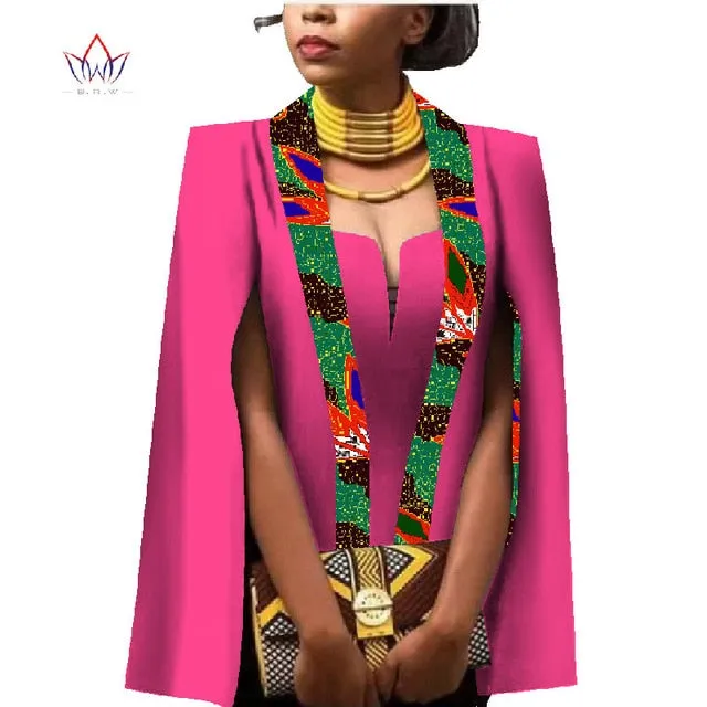 African Women Clothing Full Sleeve Cape Coat Dress Suit African Tops 2 Piece Set Party Dresses