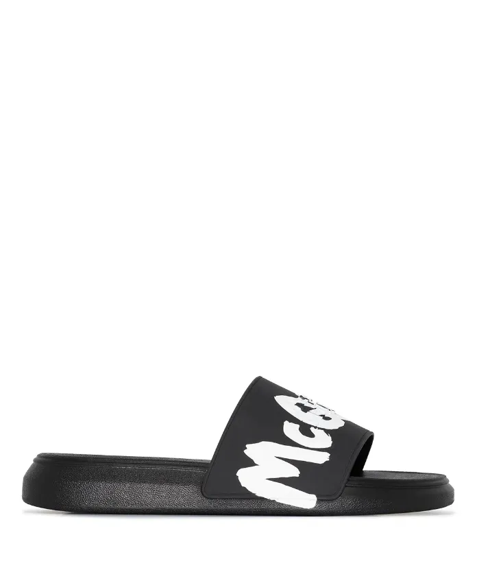 Alexander McQueen graffiti-logo slip-on slides