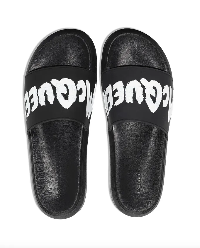 Alexander McQueen graffiti-logo slip-on slides