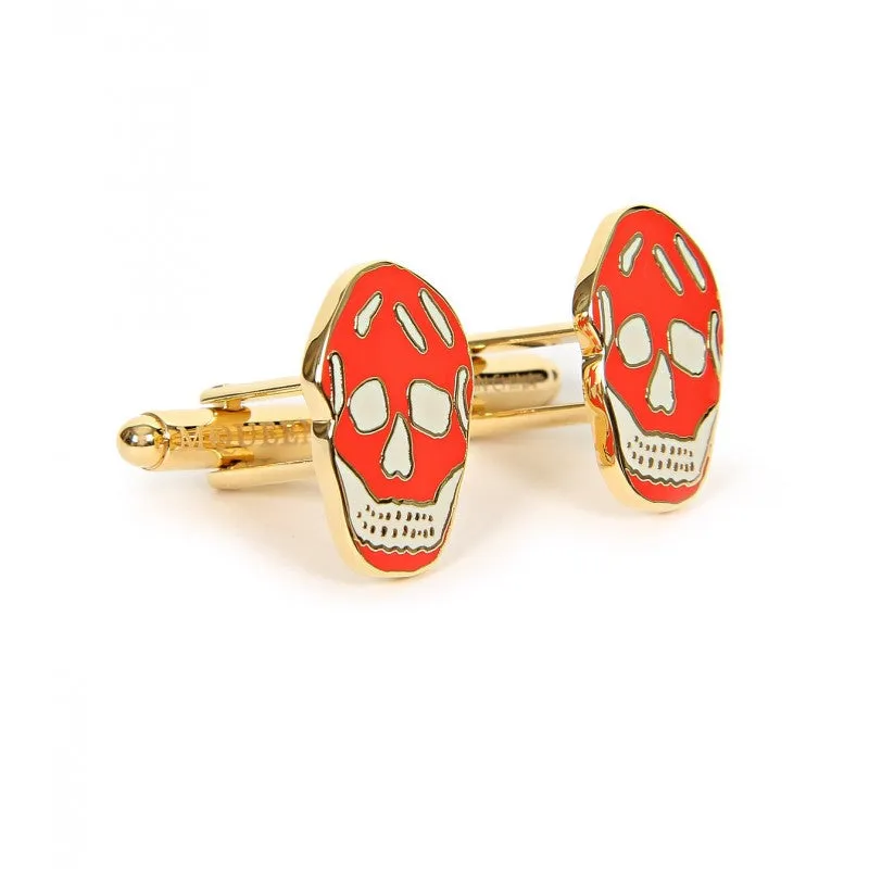 Alexander McQueen metal skull shaped cufflinks