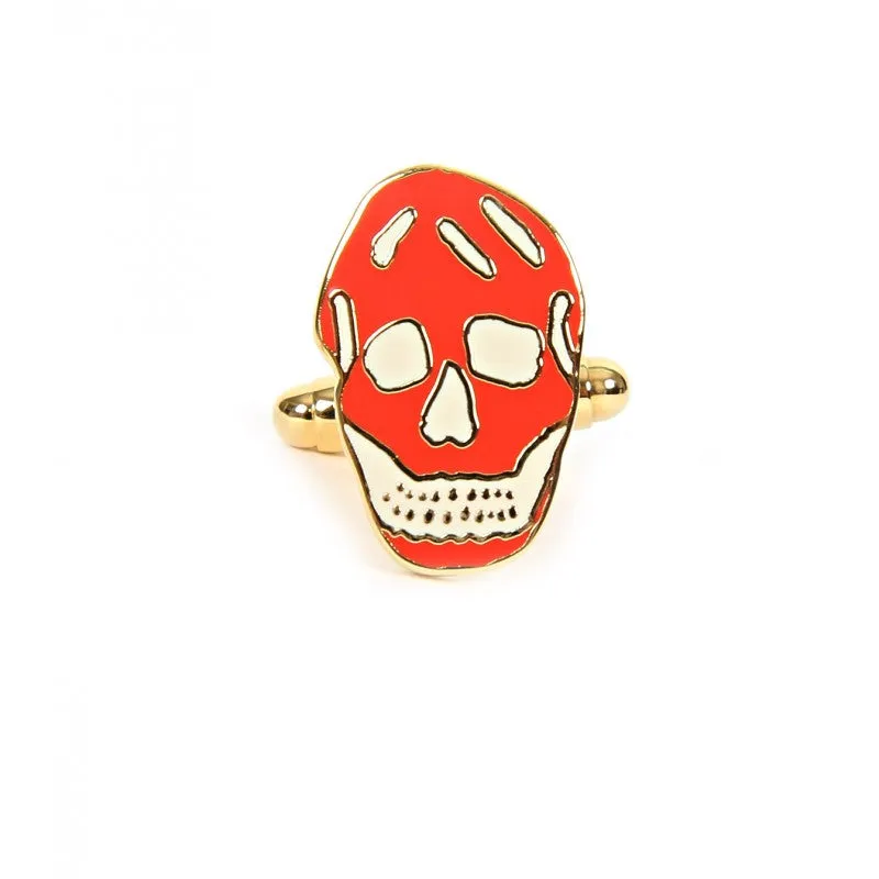 Alexander McQueen metal skull shaped cufflinks