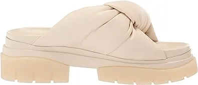 Ash Shilo Talc LT Nude Knotted Slip On Open Lug Sole Slide Mule Platform Sandals