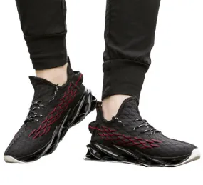 Black Knit Athletic Sneakers Mens Shoes Casual Running Essentials