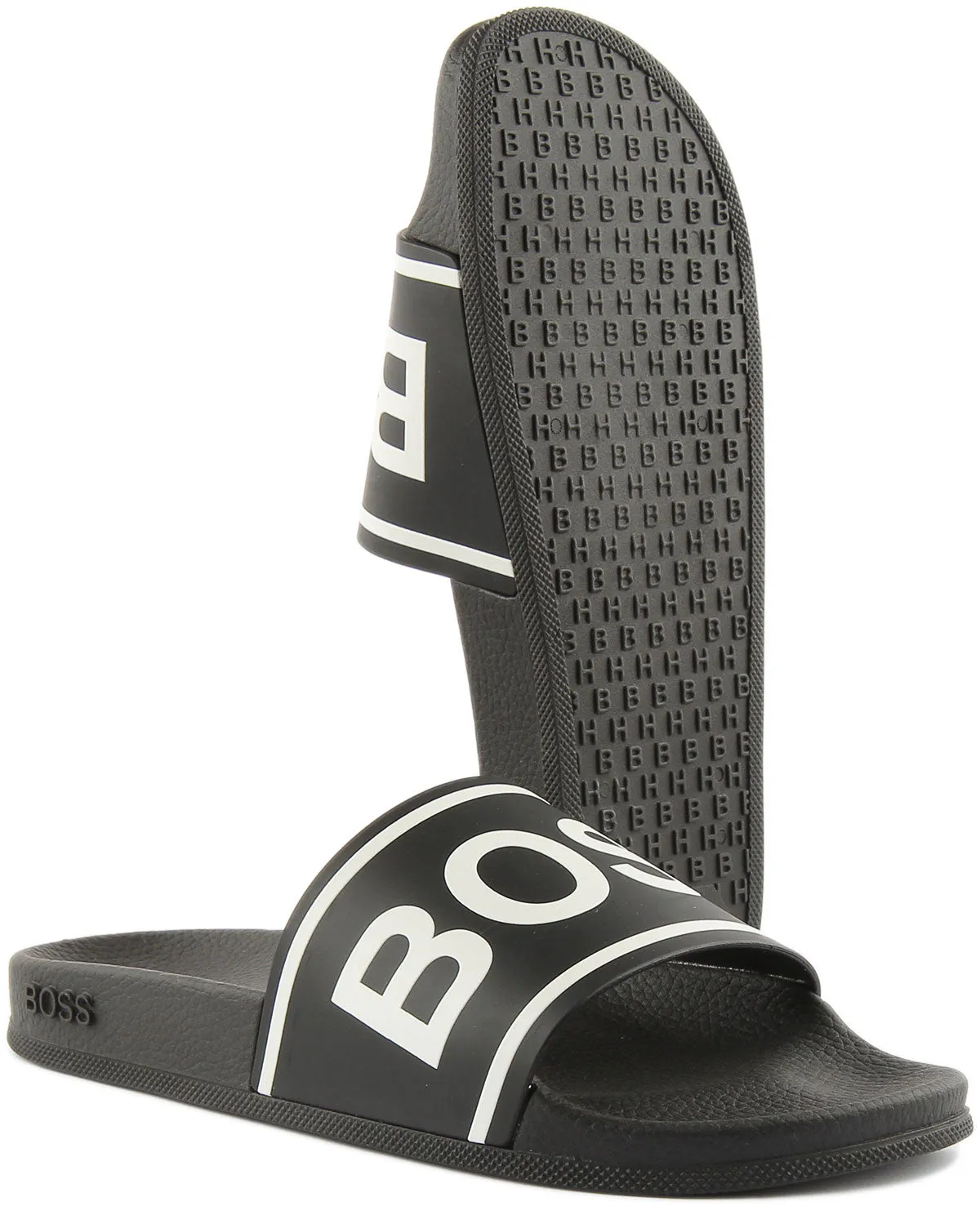 Boss Bay Sliders In Black White For Men