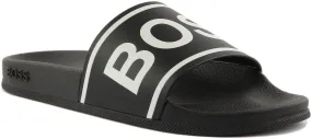 Boss Bay Sliders In Black White For Men