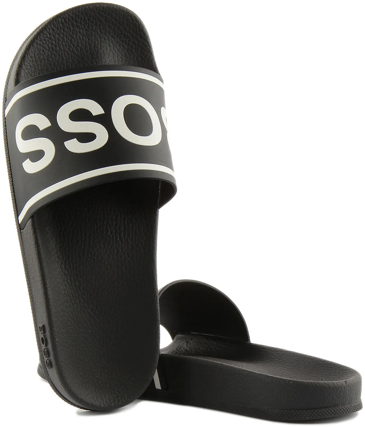 Boss Bay Sliders In Black White For Men