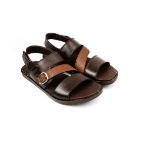 Brown Cross Men Leather Sandals