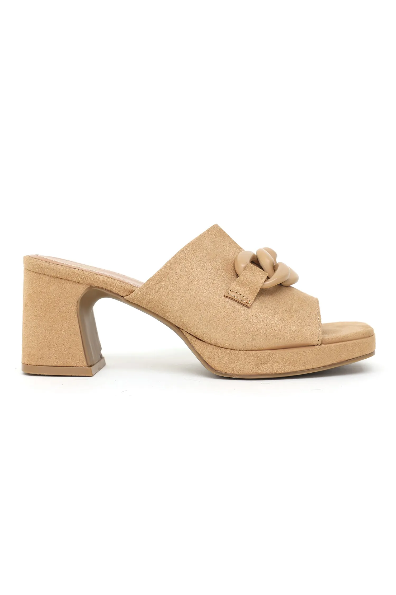 BUCKLED HEELED MULES-BEIGE