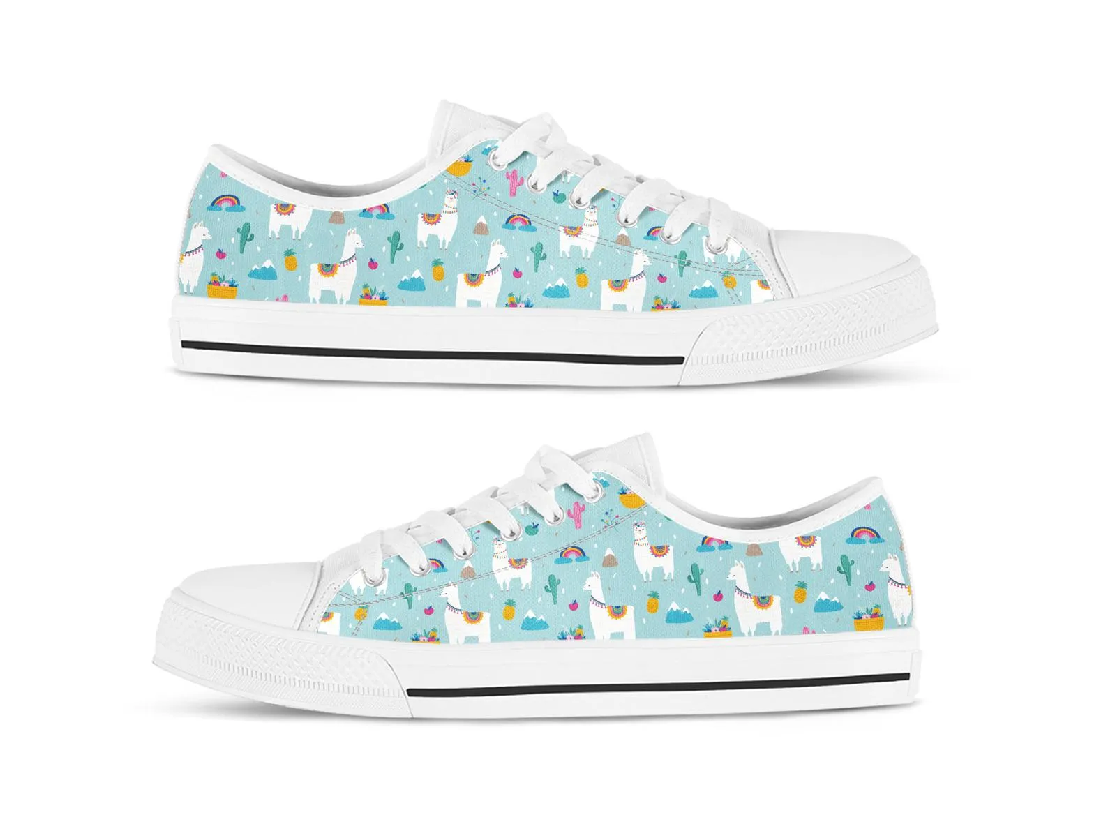 Cute Llama Shoes Llama Sneakers Llama Shoes Cute Shoes Llama Lover Gifts Custom Low Top Converse Style Sneakers For Adults Women & Men