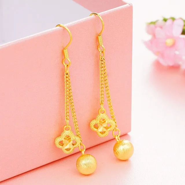 Dubai Ear line Tassel Earrings for women 2020 new 24K Gold Color butterfly dangle earring fashion female wedding jewelry gifts