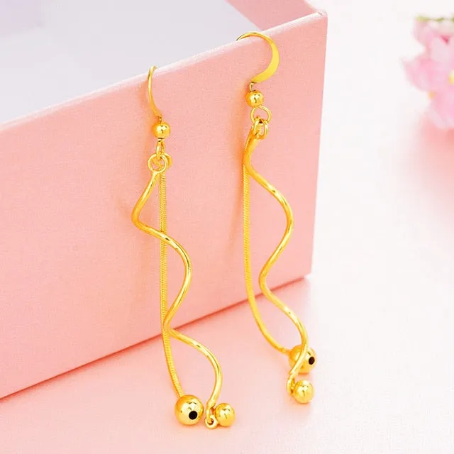 Dubai Ear line Tassel Earrings for women 2020 new 24K Gold Color butterfly dangle earring fashion female wedding jewelry gifts