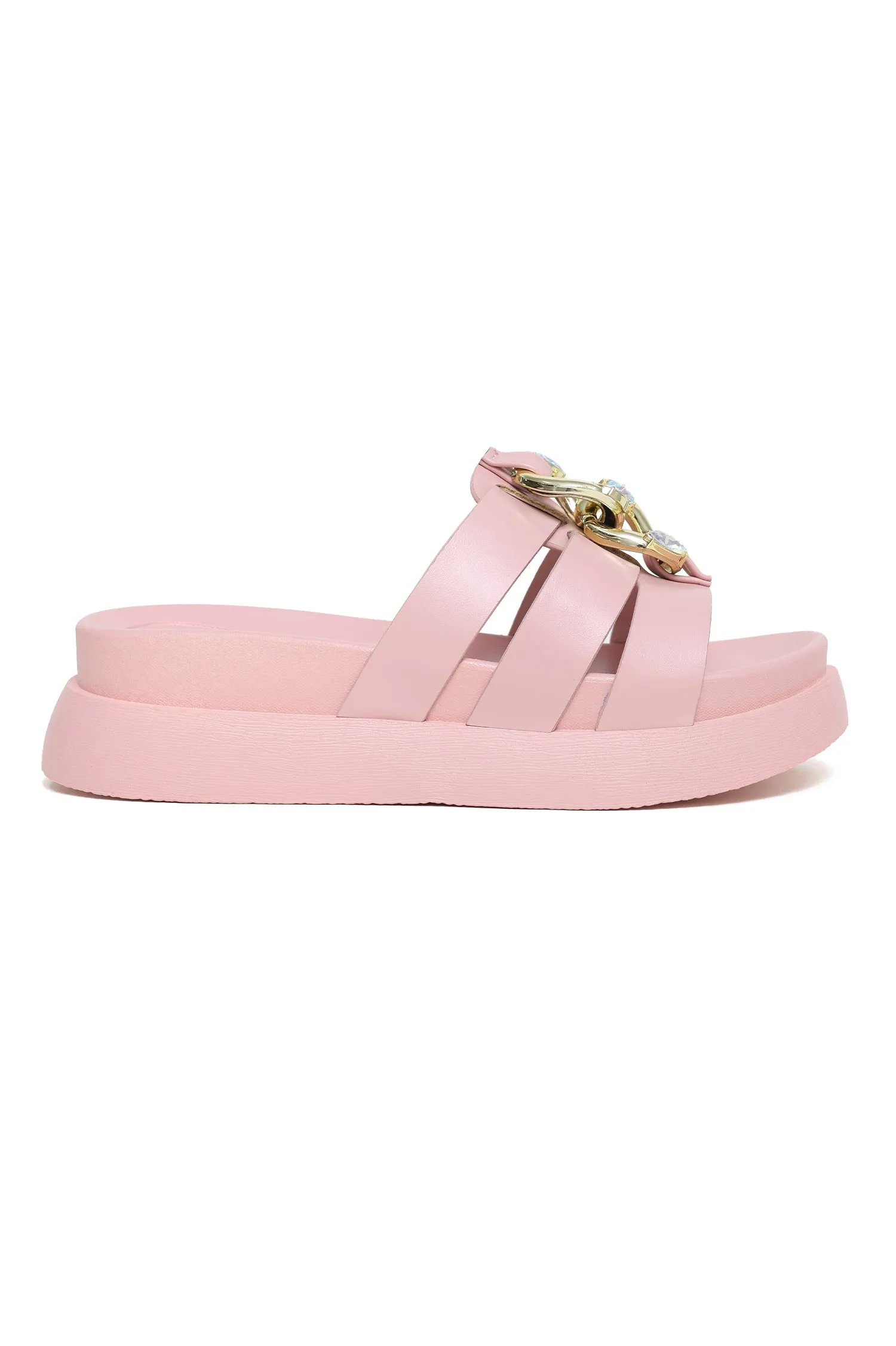 GLEAMING DIVA SLIDES-PINK