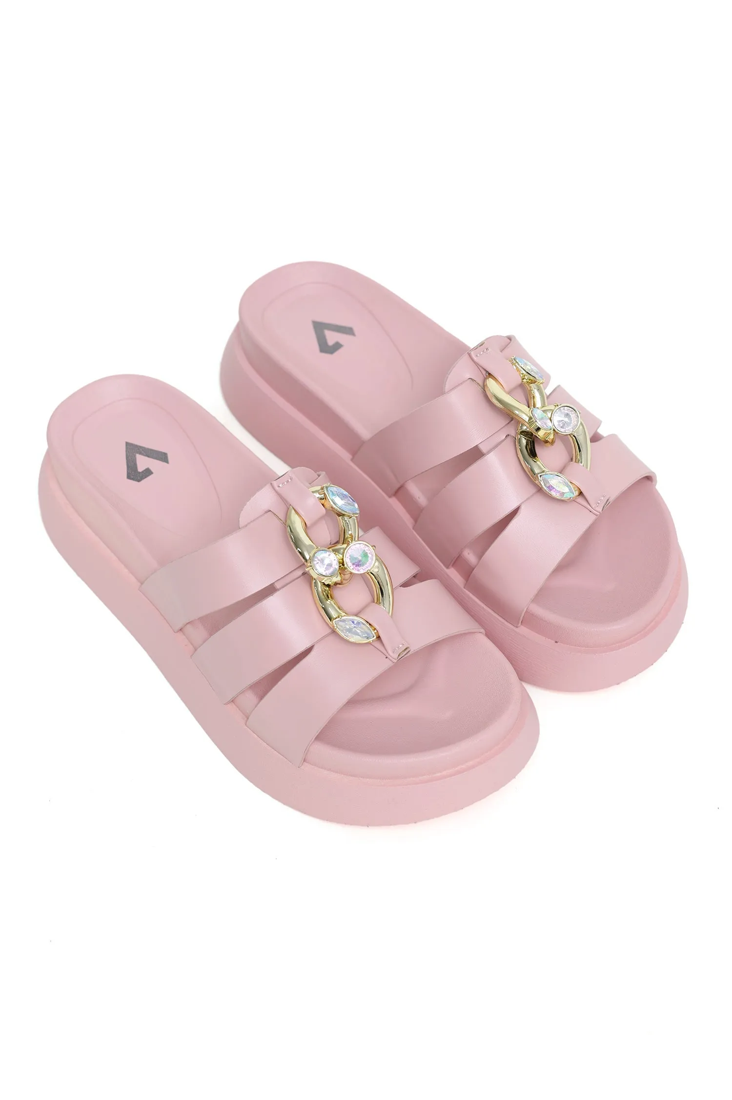 GLEAMING DIVA SLIDES-PINK