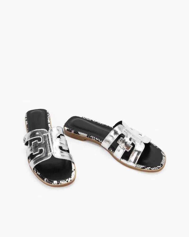 Hollow Out One-line Flat Sandals