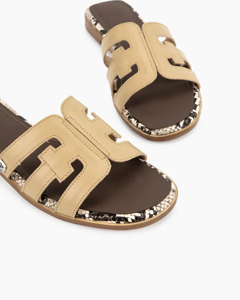 Hollow Out One-line Flat Sandals