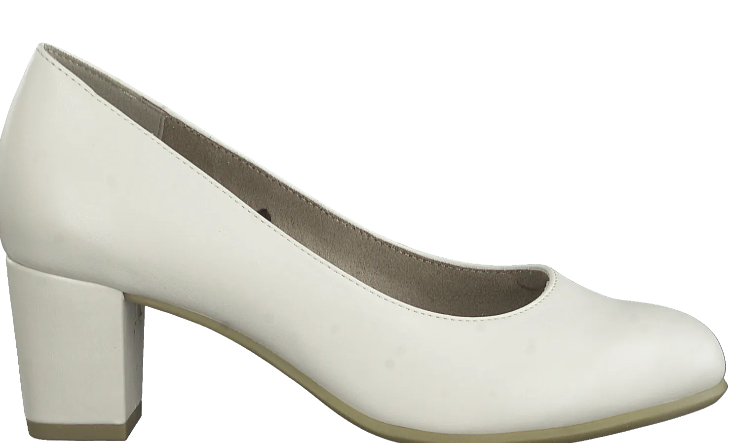 Jana Ladies Ivory Block Heel Court Shoe 22469-411