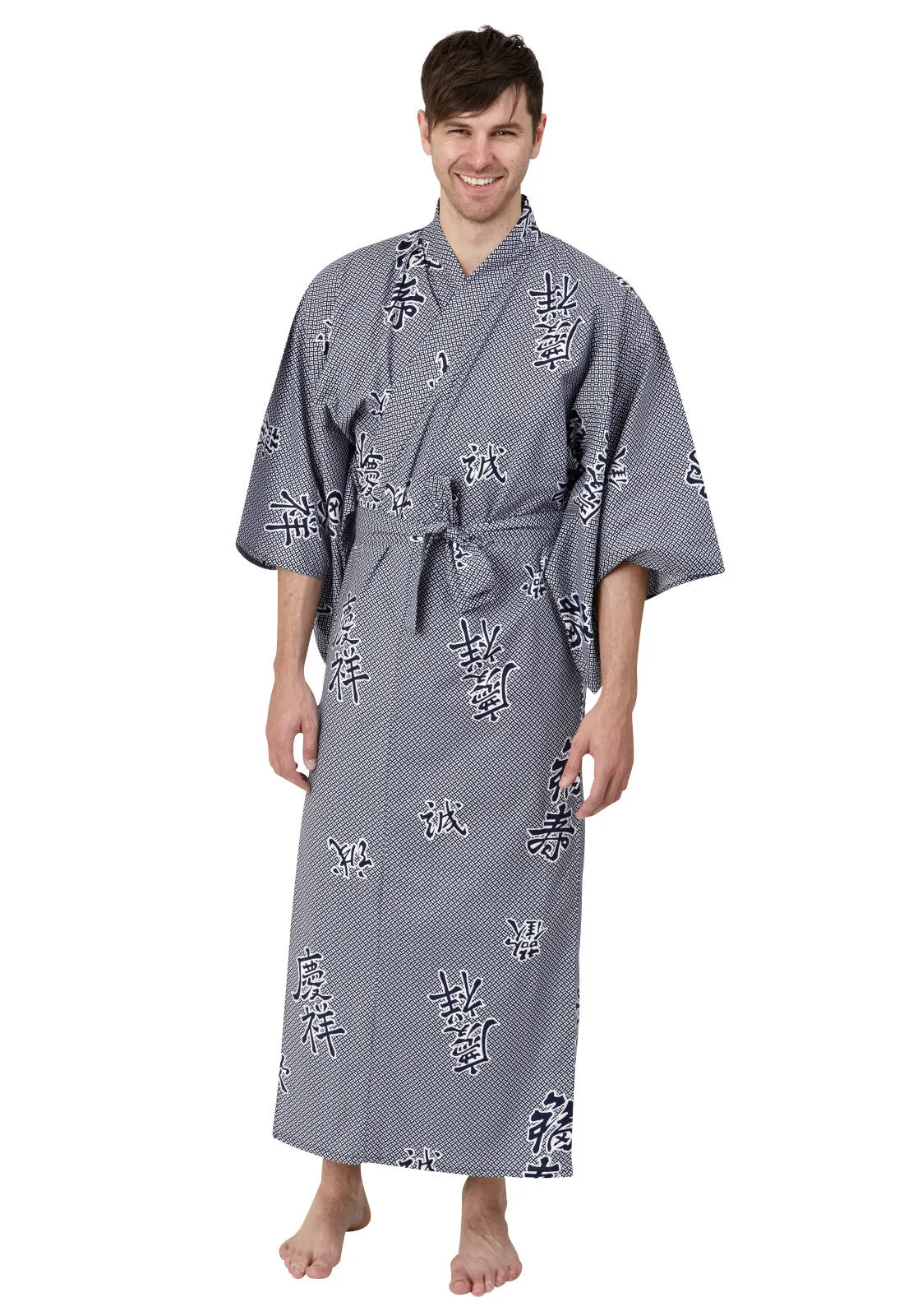 Joyous Cotton Kimono Navy Plus Size