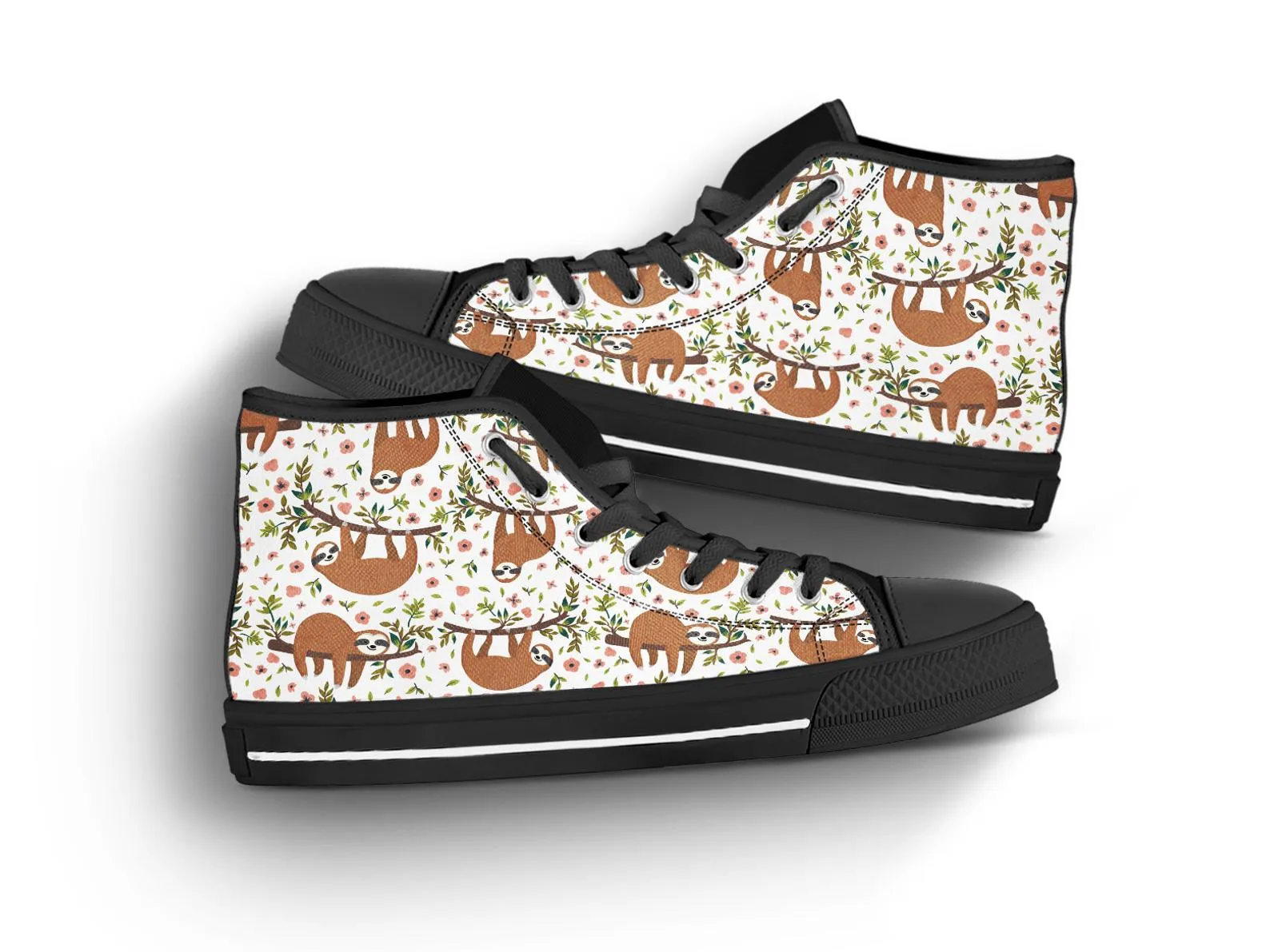 Lazy Sloth Shoes Sloth Sneakers Cute Shoes Sloth Lover Gifts Custom High Top Converse Style Sneakers For Adults Women & Men