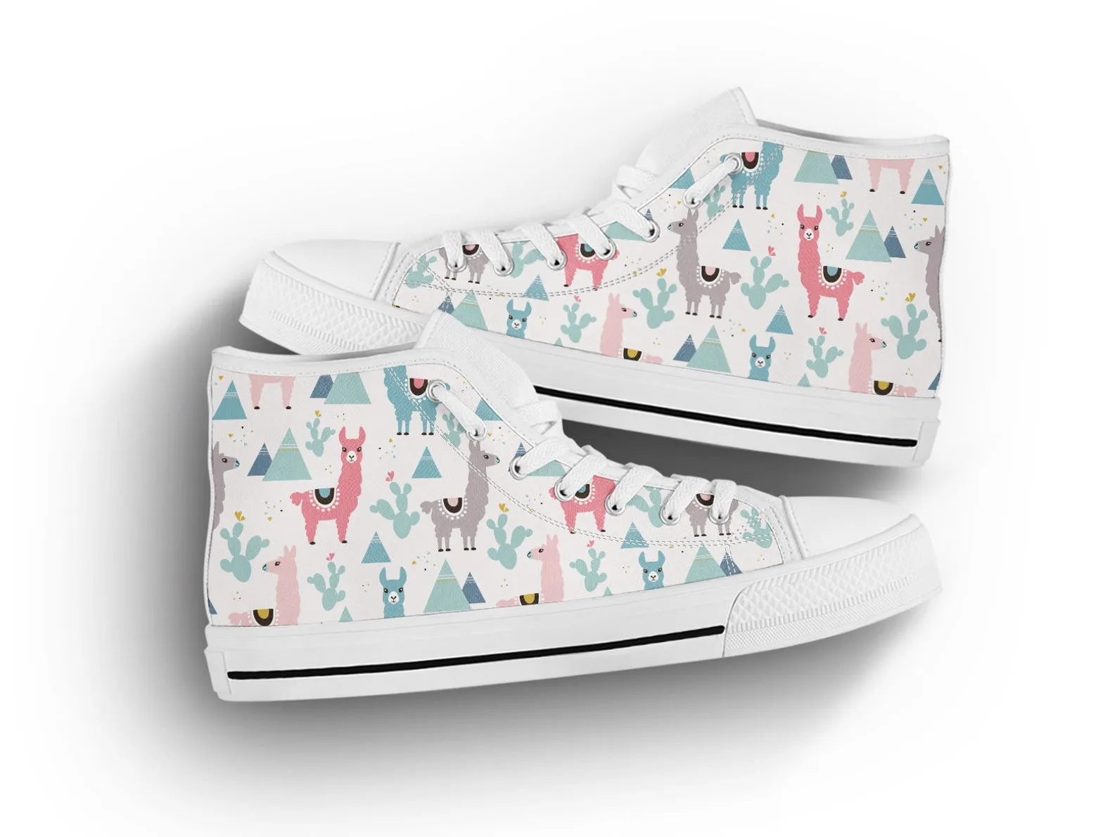 Llama Print Shoes Llama Shoes Llama Sneakers Cute Shoes Llama Lover Gifts Custom High Top Converse Style Sneakers For Adults Women & Men