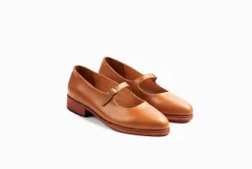 Mary Jane Flats - Cognac Tan