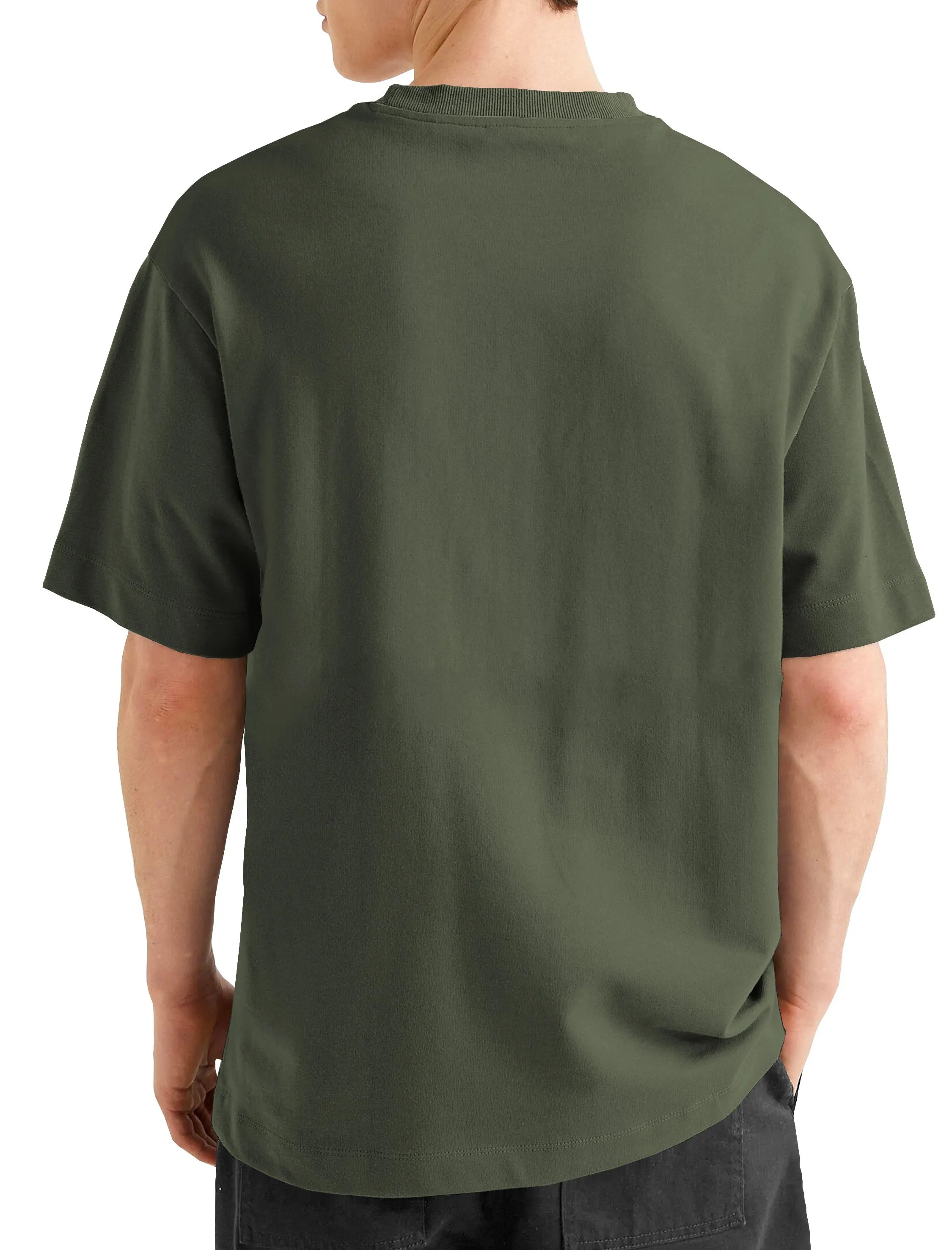 Men Oversized GOAT Printed Black Olive Green T-shirt