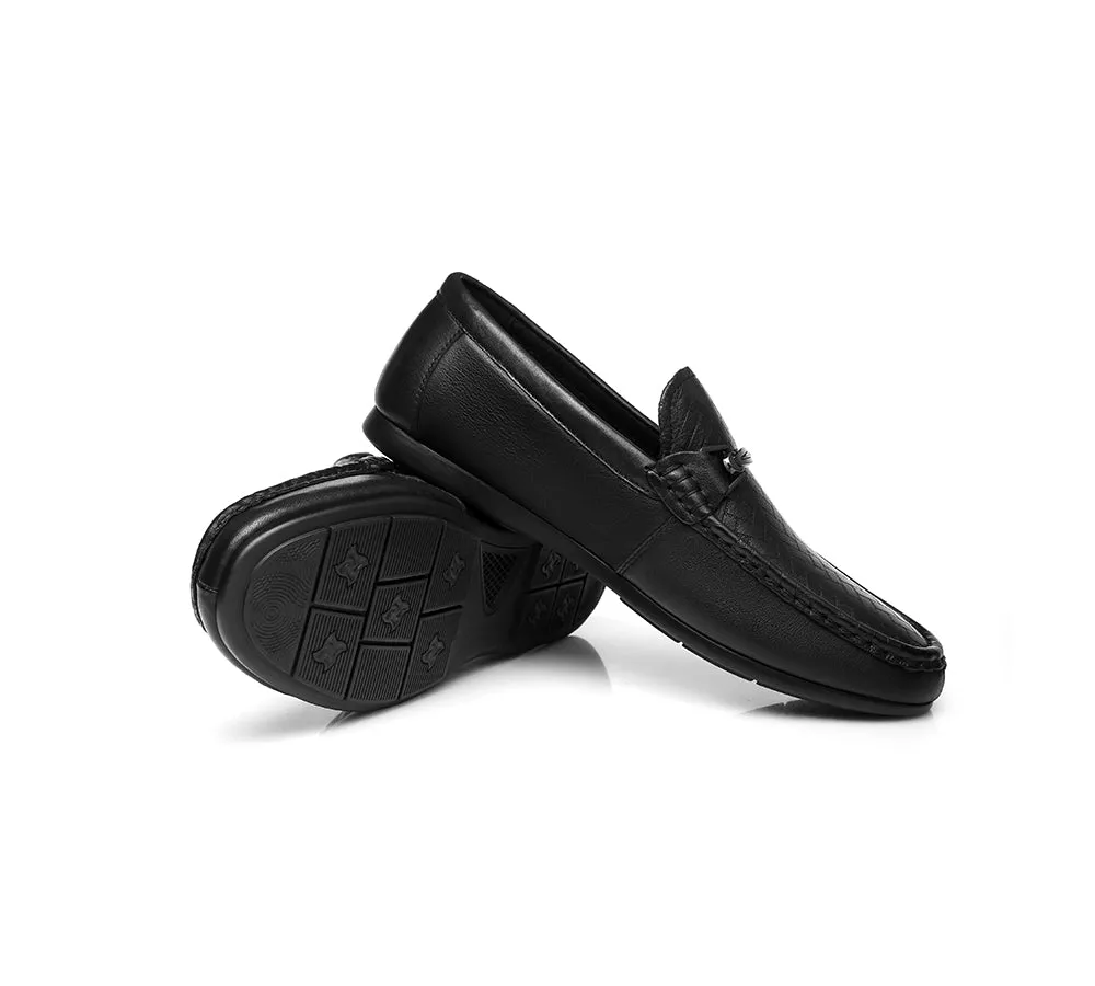 Nixon Men Leather Casual Flat Moccasin Black