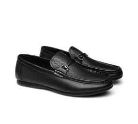 Nixon Men Leather Casual Flat Moccasin Black