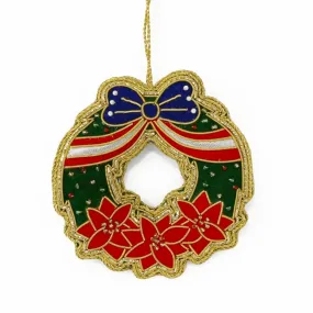 Patriotic Poinsettia Wreath Ornament