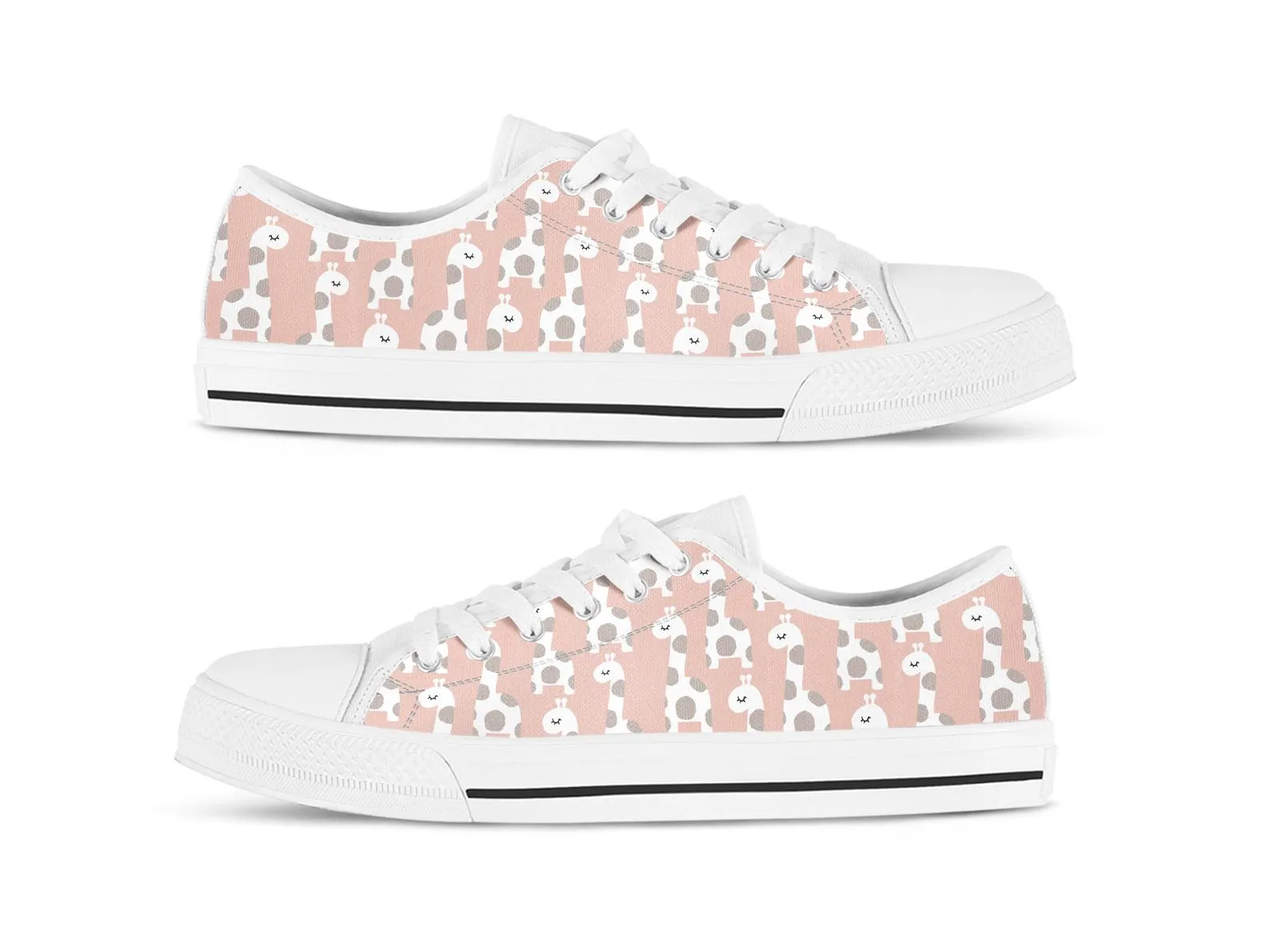 Pink Giraffe Shoes Giraffe Sneakers Giraffe Cute Shoes Giraffe Lover Gifts Custom Low Top Converse Style Sneakers For Adults Women & Men