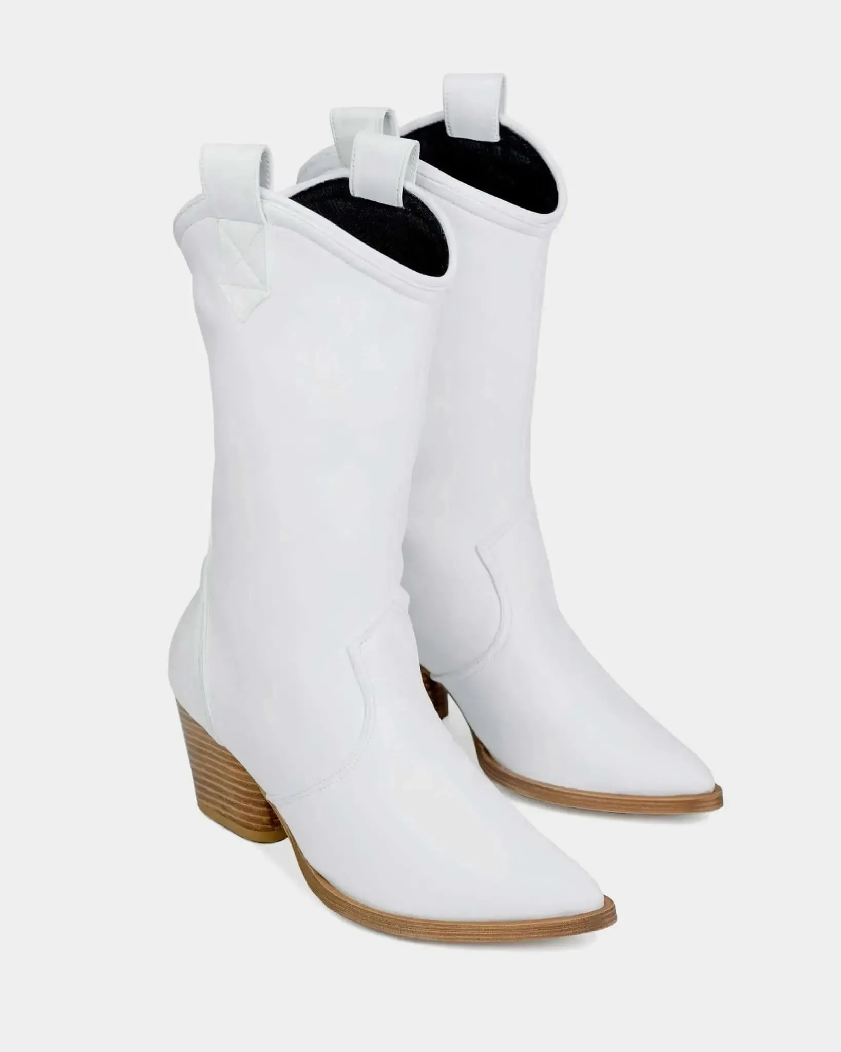 PRE-ORDER White Vegan Cowboy Cactus Leather Boots by Bohema