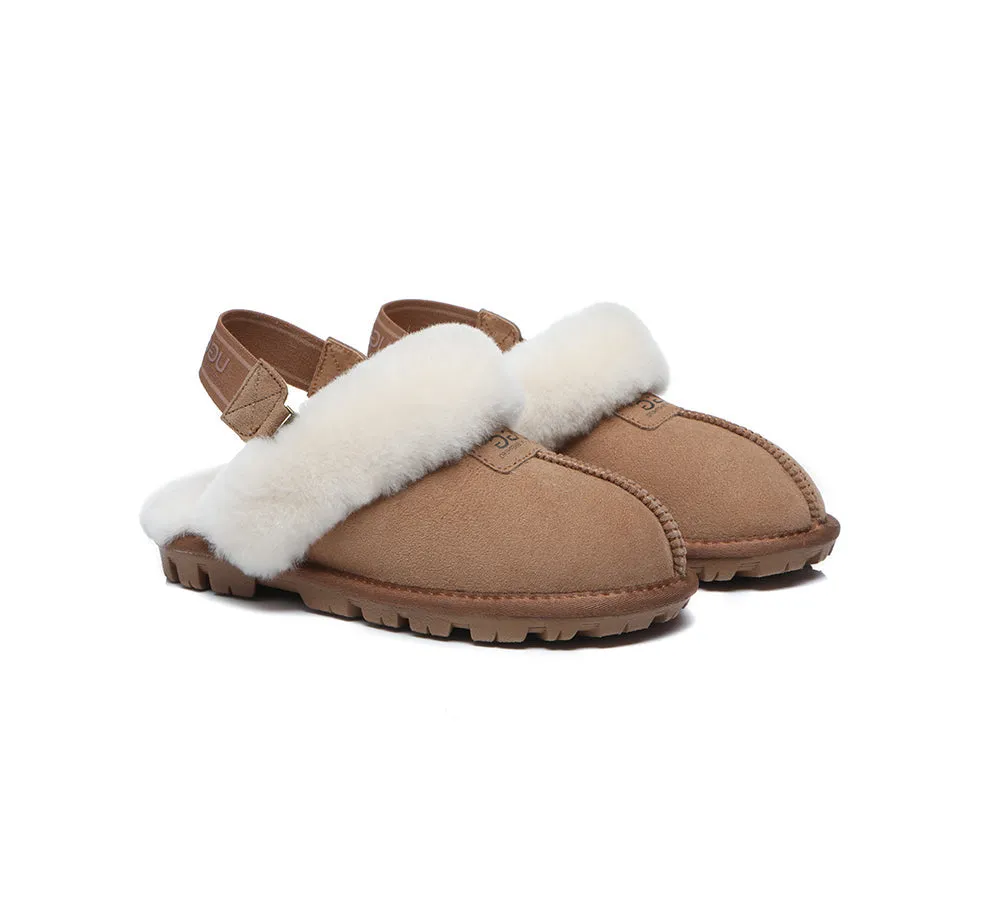 Sheepskin Wool Removable Strap Slingback Slippers Suzie