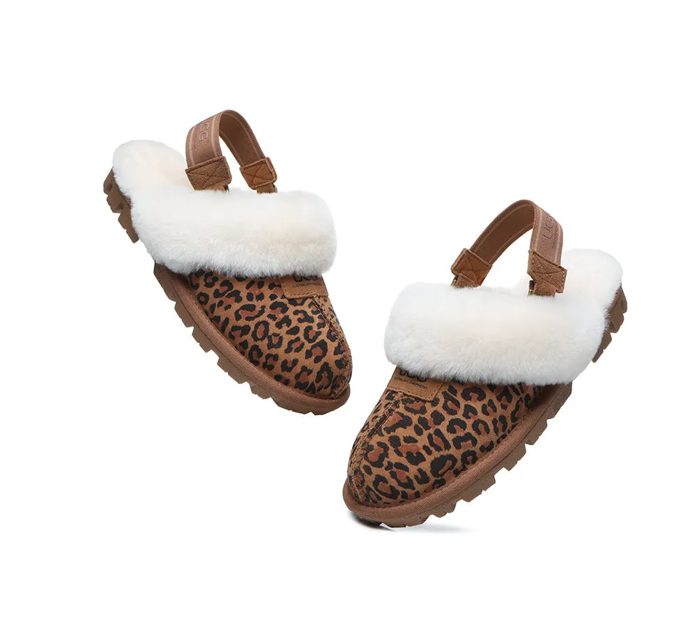 Sheepskin Wool Removable Strap Slingback Slippers Suzie