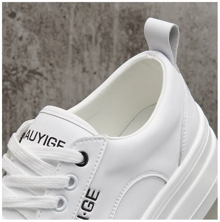 Xituodai  New White Leather Men Casual Shoes fashion Platform Sneakers Trainers Height Increasing Shoes Chaussure Homme